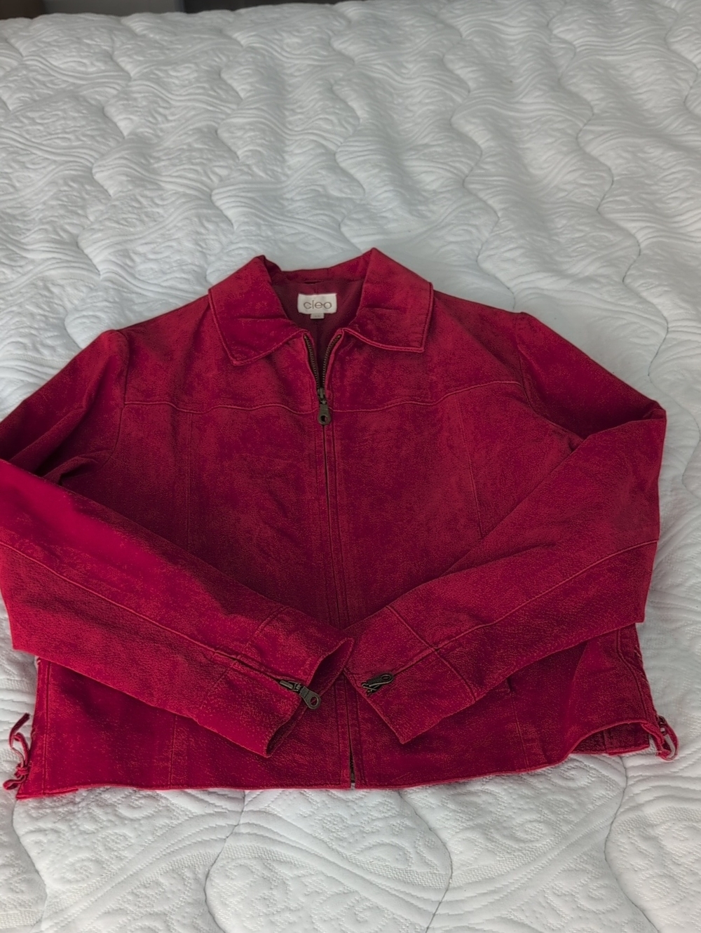 cleo Red Suede Zip Jacket